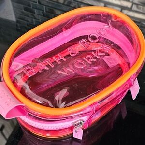 Bath & Body Works Pink and Orange Clear Oval Cosmetic Case